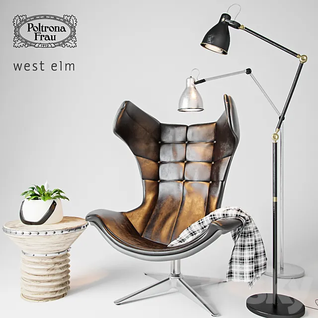 Poltrona Frau Regina 900 armchair with decor 3DModel Poltrona Frau Regina 900 armchair with decor 3DModel