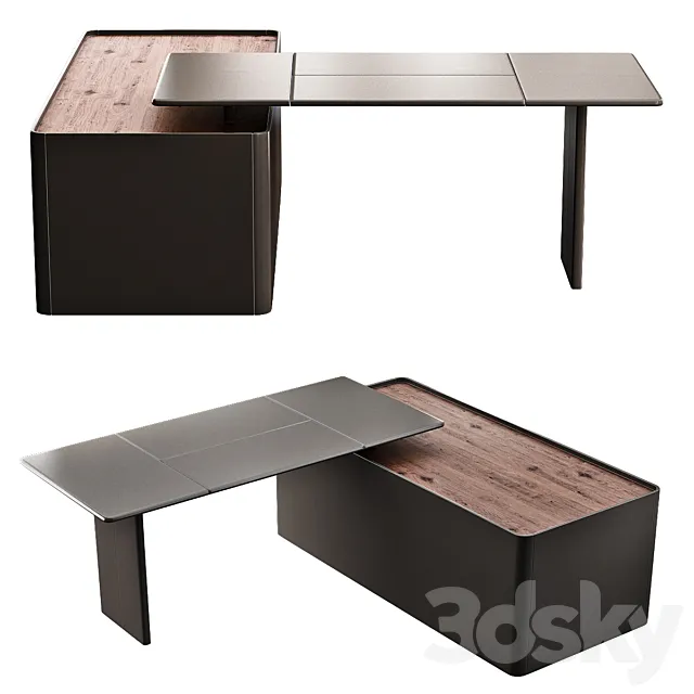 Poltrona Frau TRUST Office desk with shelves 3DModel