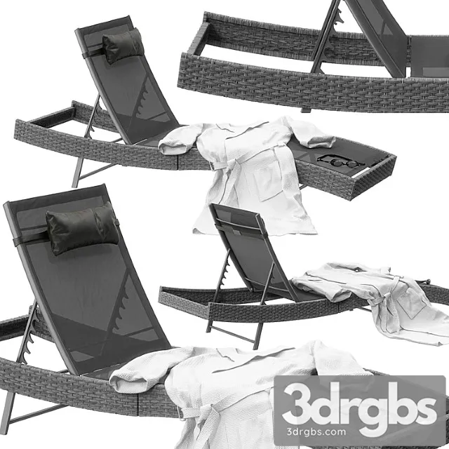 Polyrattan sonnenliege delphine grau 2 3D Model Download