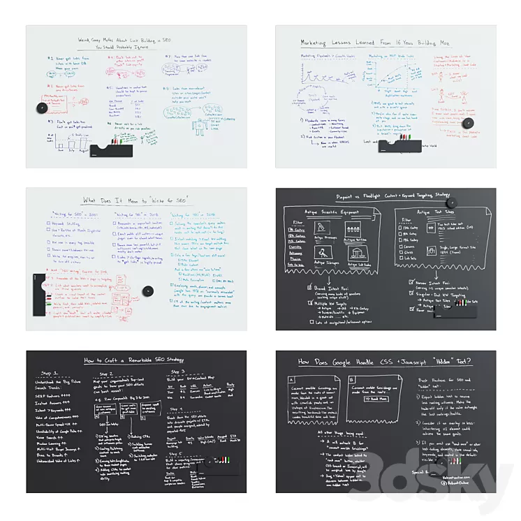 PolyVision – WhiteBoard & BlackBoard Sans Serif Flow Set1 3D Model