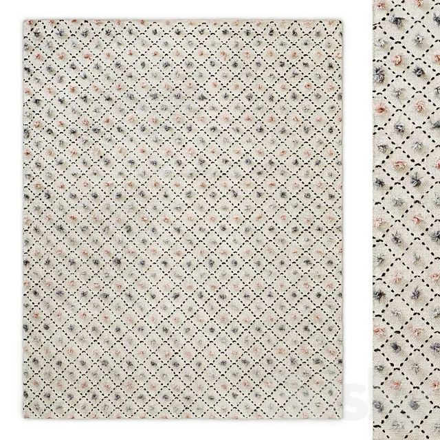 Pom-Pom Performance Handwoven Flatweave Rug RH 3D Model