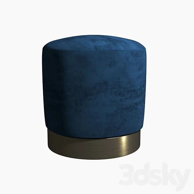 Poof Osman Blue velor 46 Cm 3DModel Poof Osman Blue velor 46 Cm 3DModel