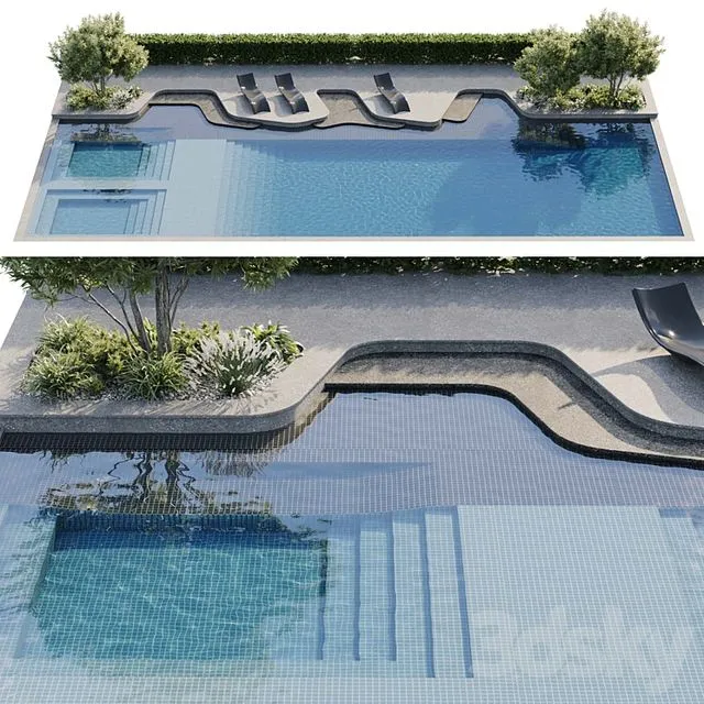 Pool 2 modern style 3D Model