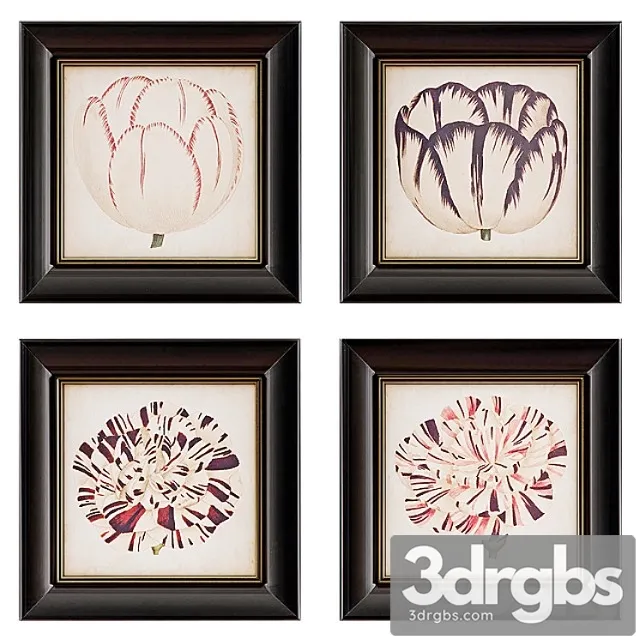 Pop Floral Framed Wall Art Collection 3D Model Download