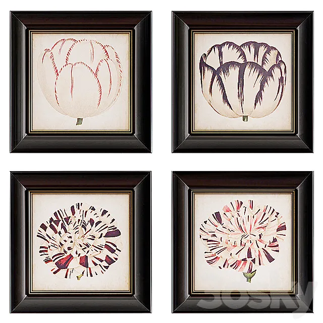 Pop Floral Framed Wall Art Collection 3D Model Pop Floral Framed Wall Art Collection 3D Model