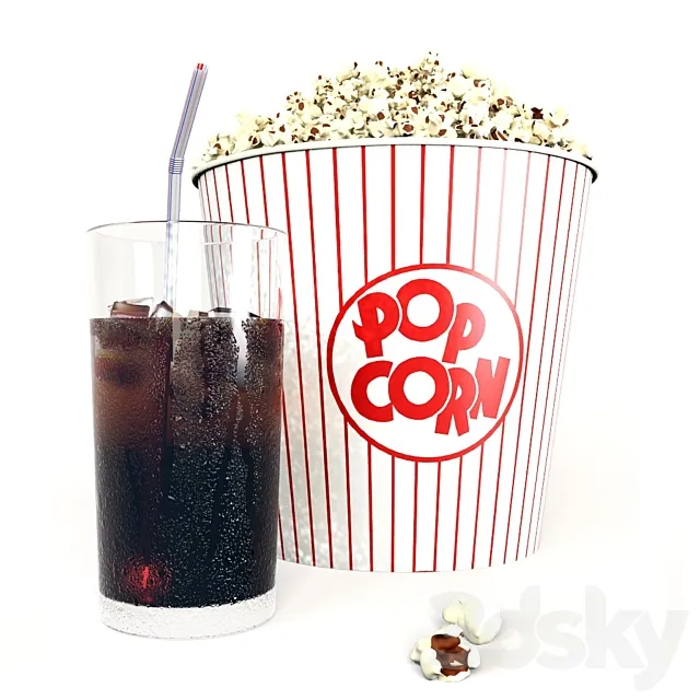 Popcorn and cola 3D Model Popcorn and cola 3D Model