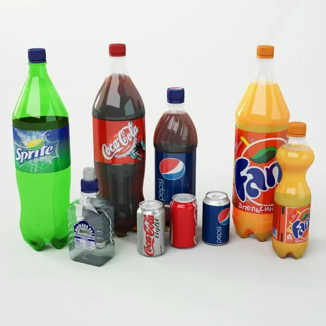 Popular Drink Set 3D Model Popular Drink Set 3D Model