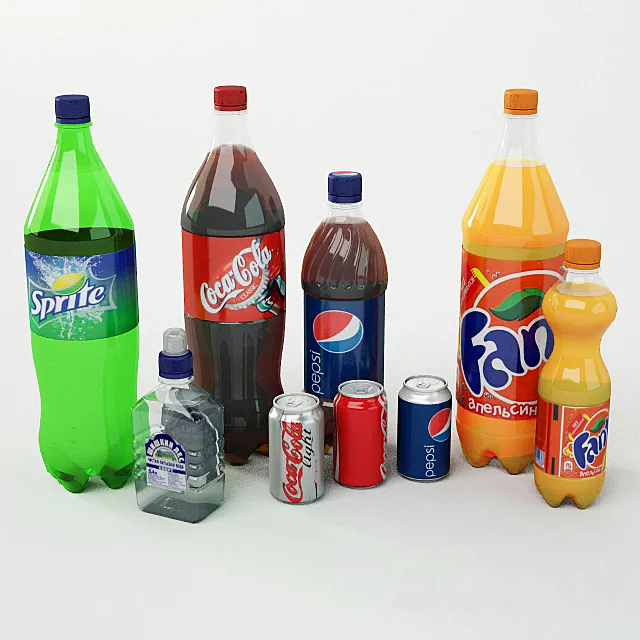 Popular Drink Set 3D Model Popular Drink Set 3D Model