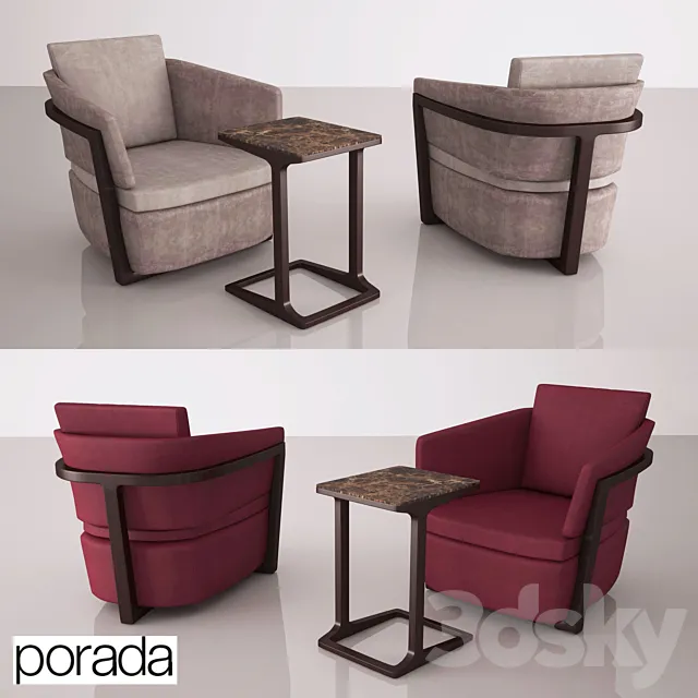 Porada Arena Poltrona Armchair and table Script 45 3DModel