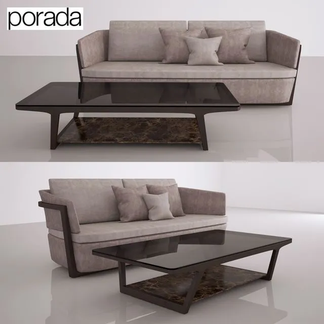 Porada Arena Sofa Sofa 224 and table 150 Script 3D Model Porada Arena Sofa Sofa 224 and table 150 Script 3D Model