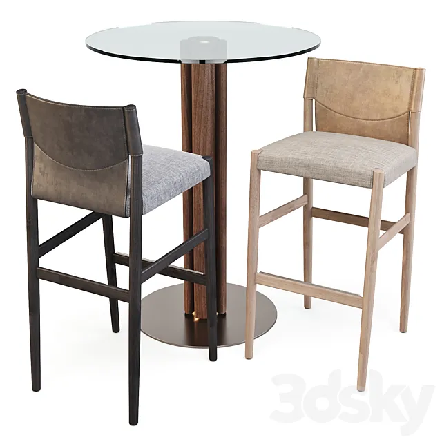 Porada: Bar Set (Table – Quadrifoglio Bistrot and Stools – Sveva) 3D Model