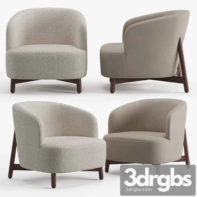 Porada copine wood armchair 3D Model Download