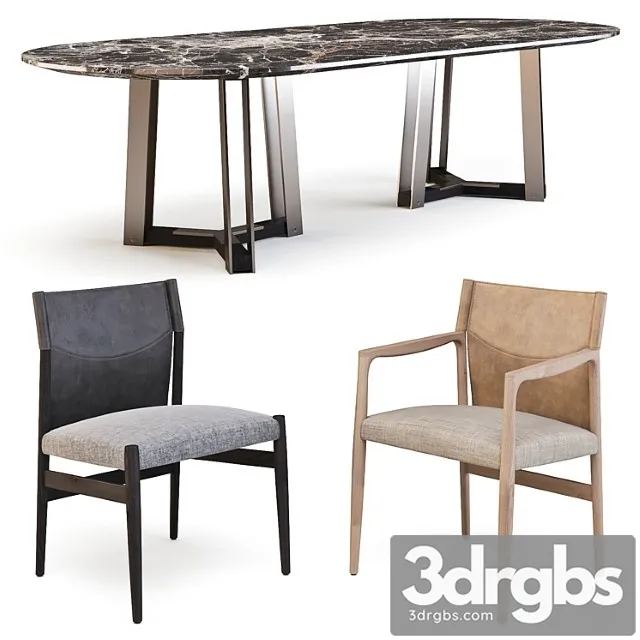 Porada Dining Set Table Shibumi Ovale And Chairs Sveva 3D Model Download