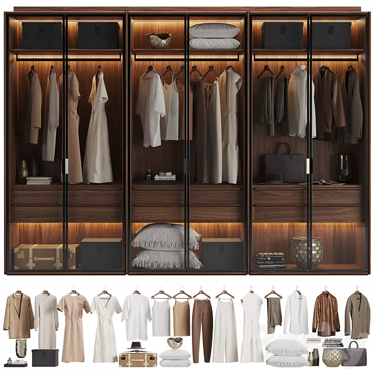 Porada My Suite Glass Doors Wardrobe 3D Model Free Download