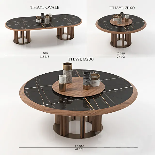 porada table THAYL 3 items 3DModel