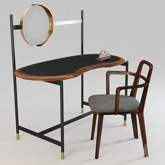 Porada: Writing Desk _ Dressing Table – Ninfea and Chair – Rosita 3D Model Porada: Writing Desk _ Dressing Table – Ninfea and Chair – Rosita 3D Model