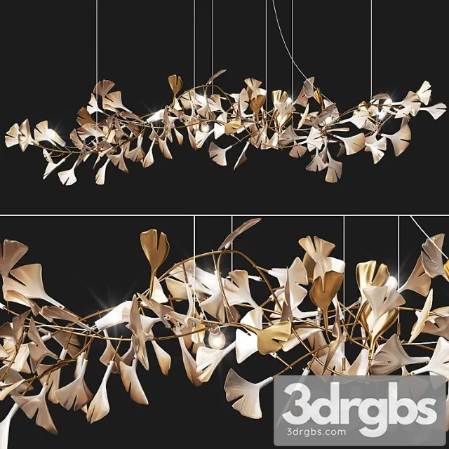 Porcelain chandelier ginkgo bespoke 3D Model Download