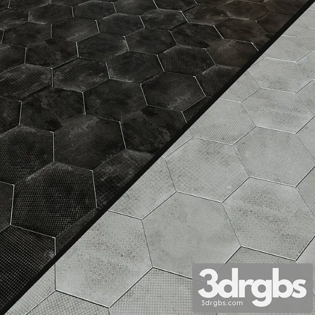 Porcelain tile equipe urban hexagon melange 5 options 3D Model Download