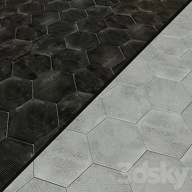 Porcelain tile EQUIPE URBAN Hexagon Melange 5 options 3D Model