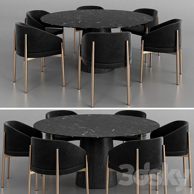 Porro Frank armchair and Materic table 2 3DModel Porro Frank armchair and Materic table 2 3DModel