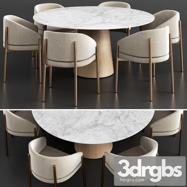 Porro Frank Armchair and Materic Table 3D Model Download