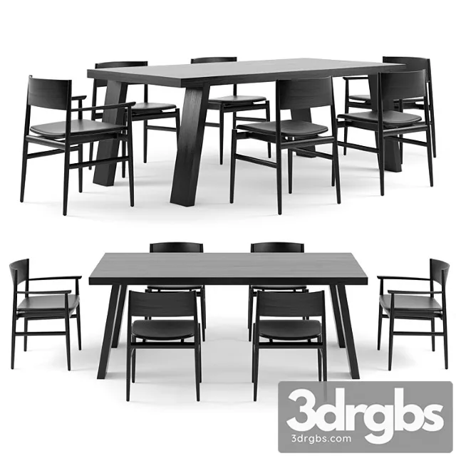 Porro minimo light table and neve chairs 2 3D Model Download