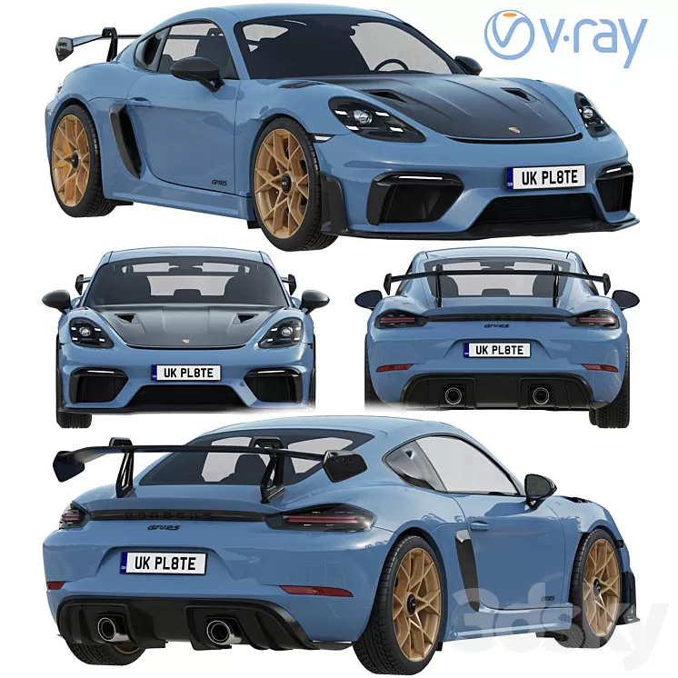 Porsche 718 Cayman GT4 RS 2022 3D Model Free Download