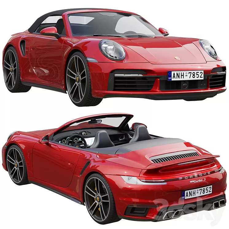 Porsche 911 Turbo S Cabriolet 2021 3D Model