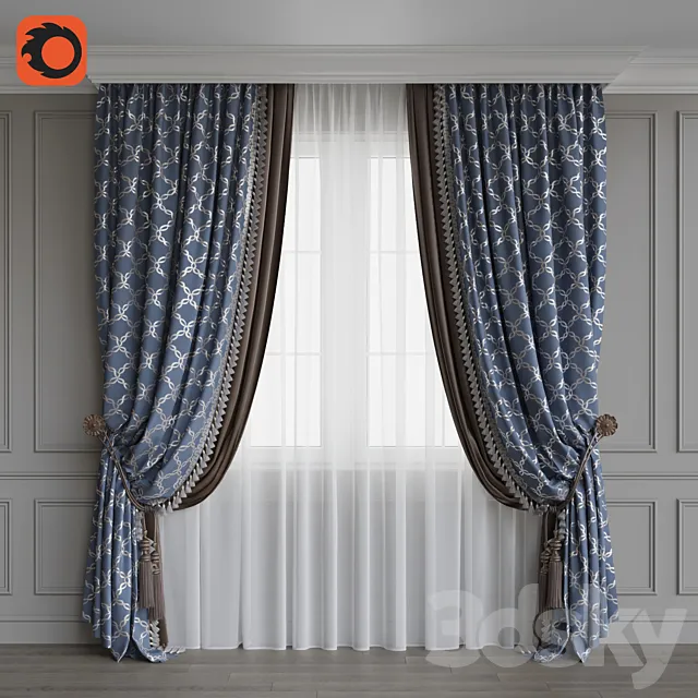 Portiere classic 3 blue 3DModel Portiere classic 3 blue 3DModel