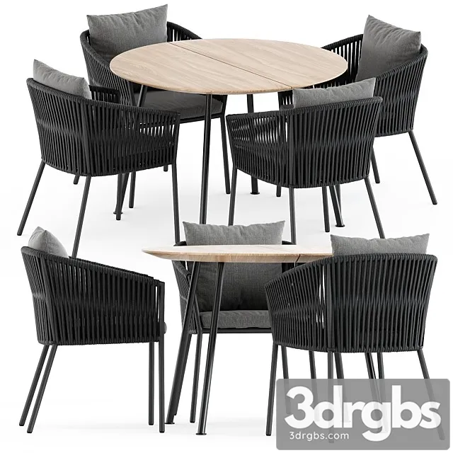 Porto Dining Chair by Burkedecor and Agave Table by Ethimo 3D Model Download