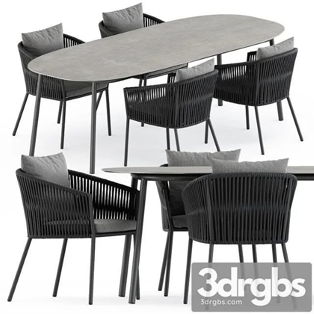 Porto Dining Chair by burkedecor and Tosca Table by Tribu 3D Model Download