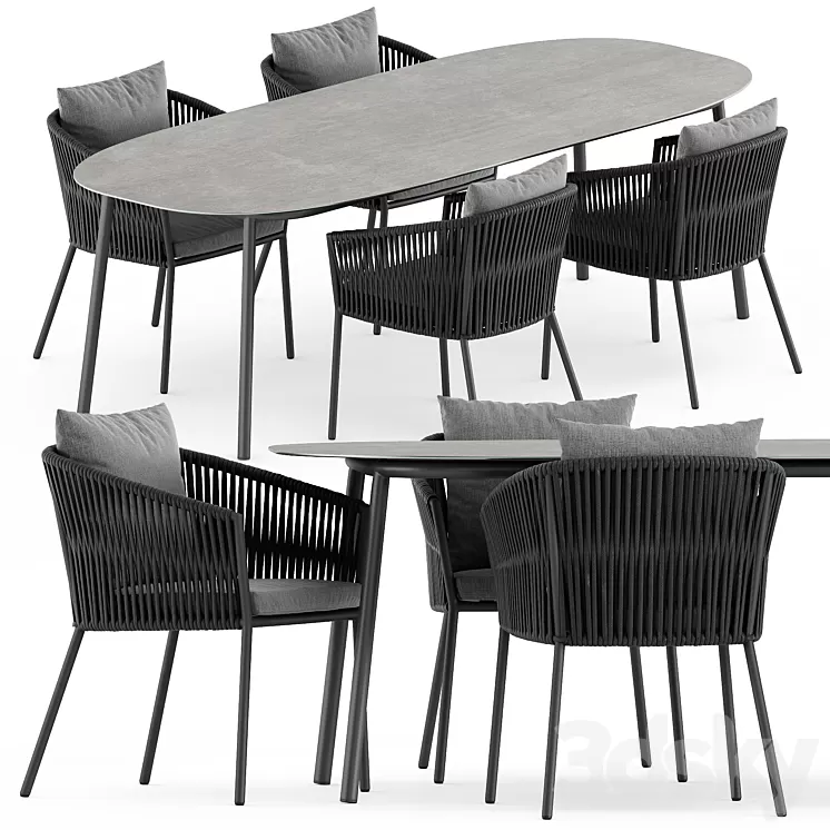 Porto Dining Chair by burkedecor and Tosca table by Tribu 3D Model