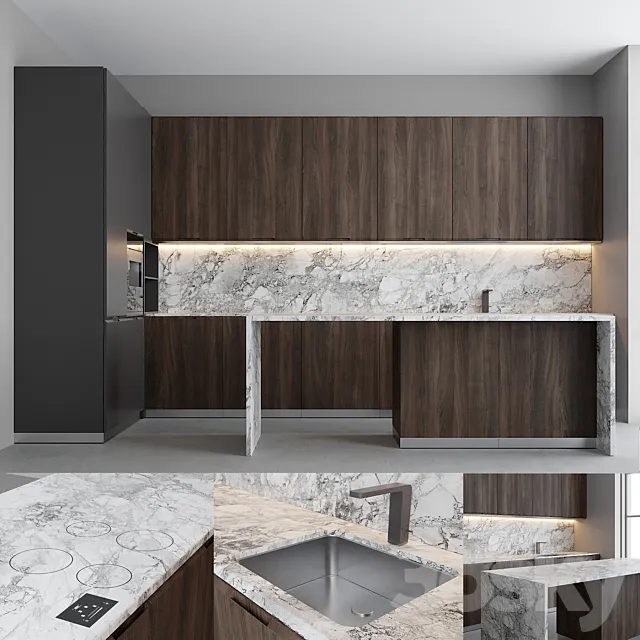 Porto gray kitchen 3DModel