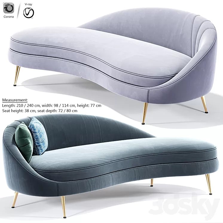 Porto Sand Curve Sofa 3D Model