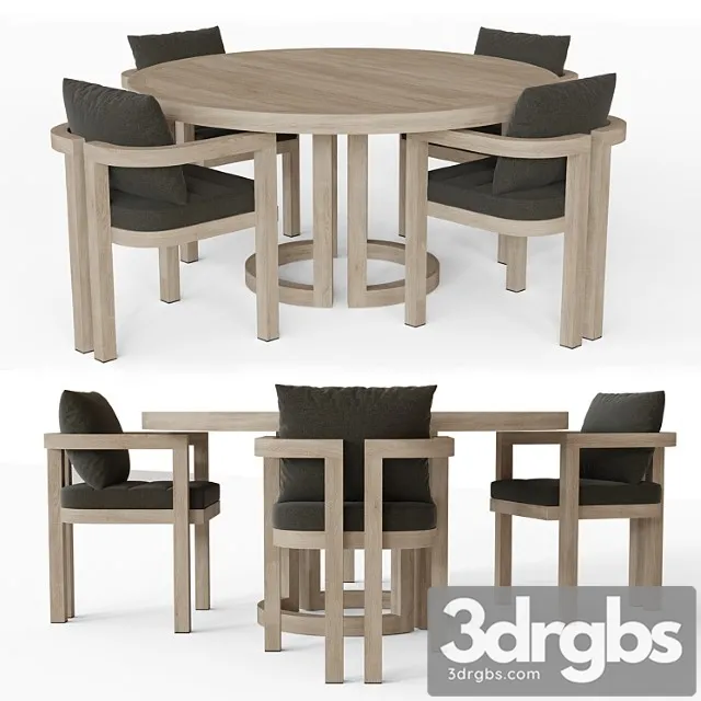 Portofino Teak Round Dining Table 3D Model Download