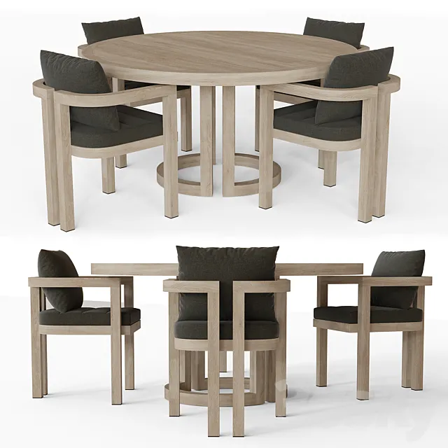 PORTOFINO TEAK ROUND DINING TABLE 3DModel