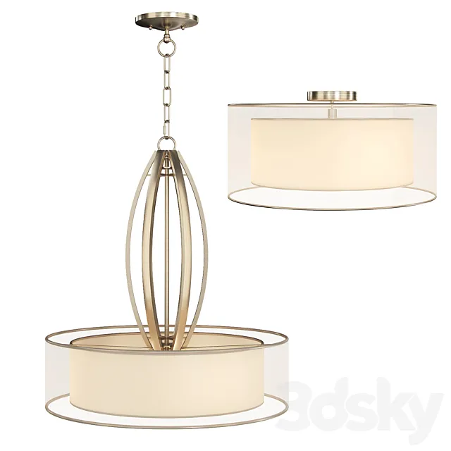 Possini Euro Alecia Wide French Gold Pendant Light 3D Model