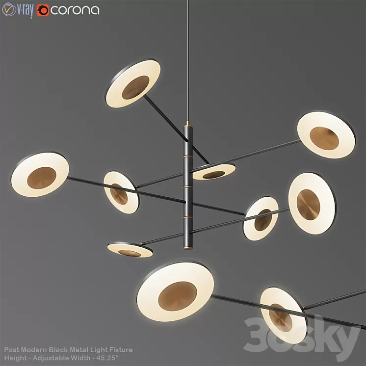 Post Modern Black Metal Light Fixture 3D Model Post Modern Black Metal Light Fixture 3D Model