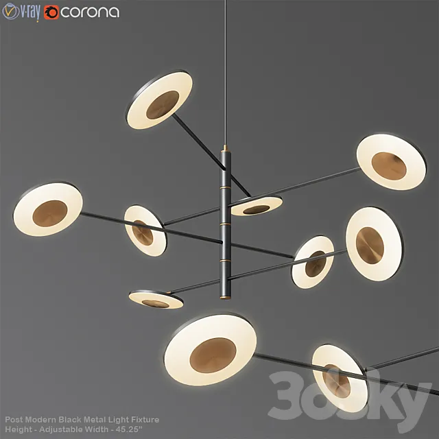 Post Modern Black Metal Light Fixture 3DModel