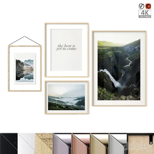 Poster Set Green Mountains 3D Model Poster Set Green Mountains 3D Model