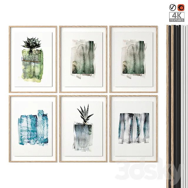 Poster Set “Watercolor Plants” 3D Model Poster Set “Watercolor Plants” 3D Model