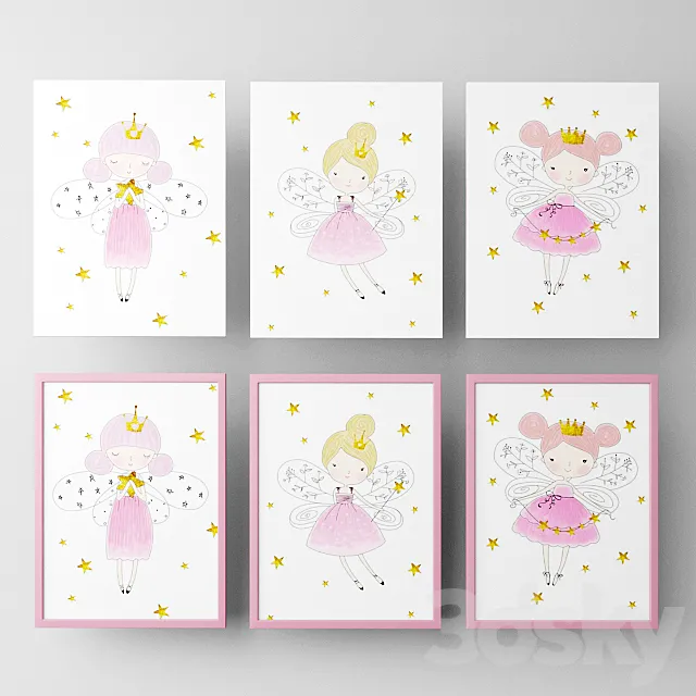 Posters for a child fairy girl 2 3D Model