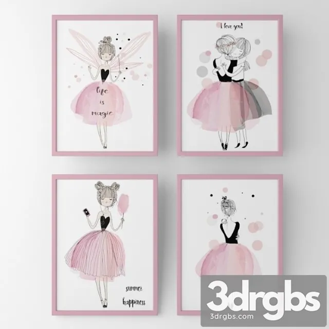 Posters For Children Fairy Girls 3D Model Download