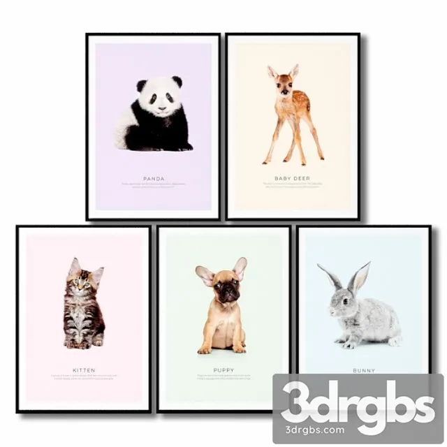 Posters For Childrens Room Animals 3D Model Download
