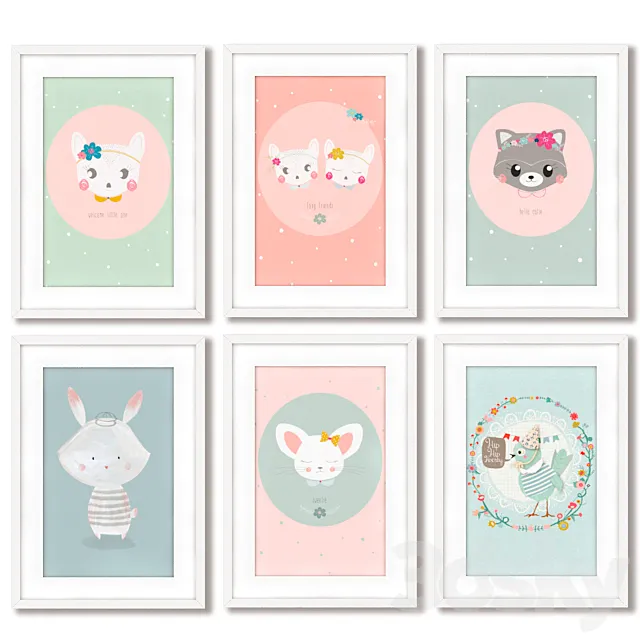 Posters for the decoration of the children’s room. 3D Model Posters for the decoration of the children’s room. 3D Model