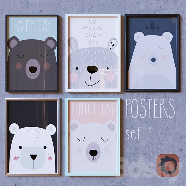 Posters set 1 3D Model Posters set 1 3D Model