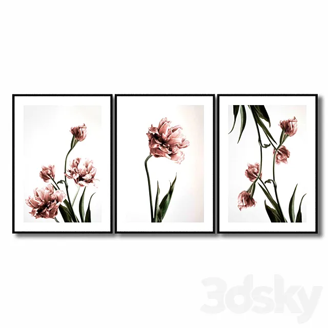 Posters with pink tulips. 3DModel Posters with pink tulips. 3DModel