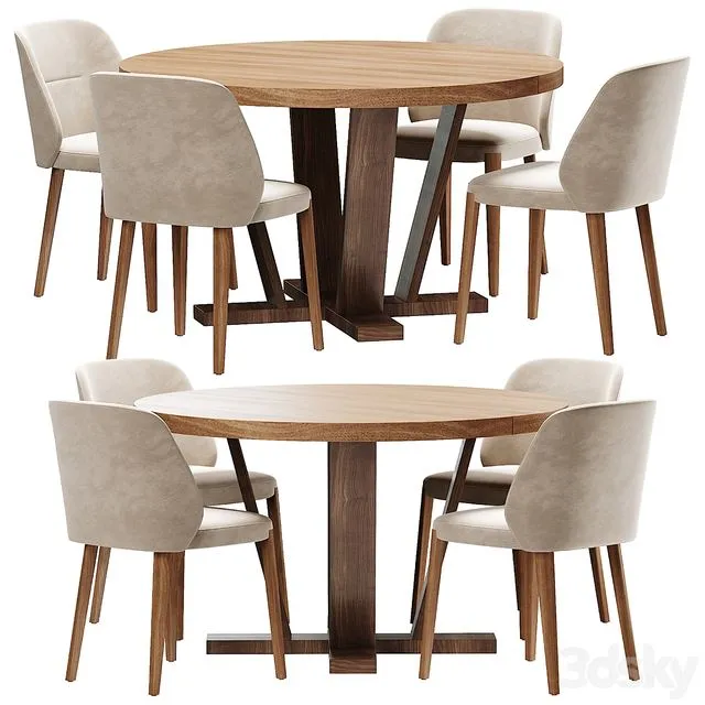 Potocco concha aura dining set 3D Model Potocco concha aura dining set 3D Model