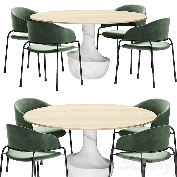 Potocco Fast chair and Anfora table 3D Model Free Download