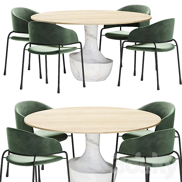 Potocco Fast chair and Anfora table 3DModel